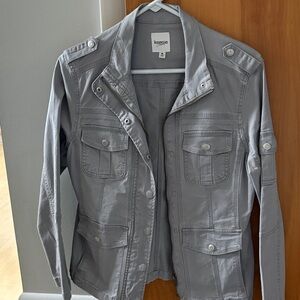 kensie Light Gray Utility Jacket with Front Pockets